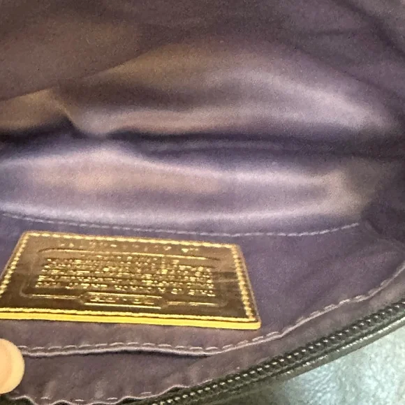 Coach Black Satin wristlet with horse & carriage logo. EUC - Picture 6 of 8